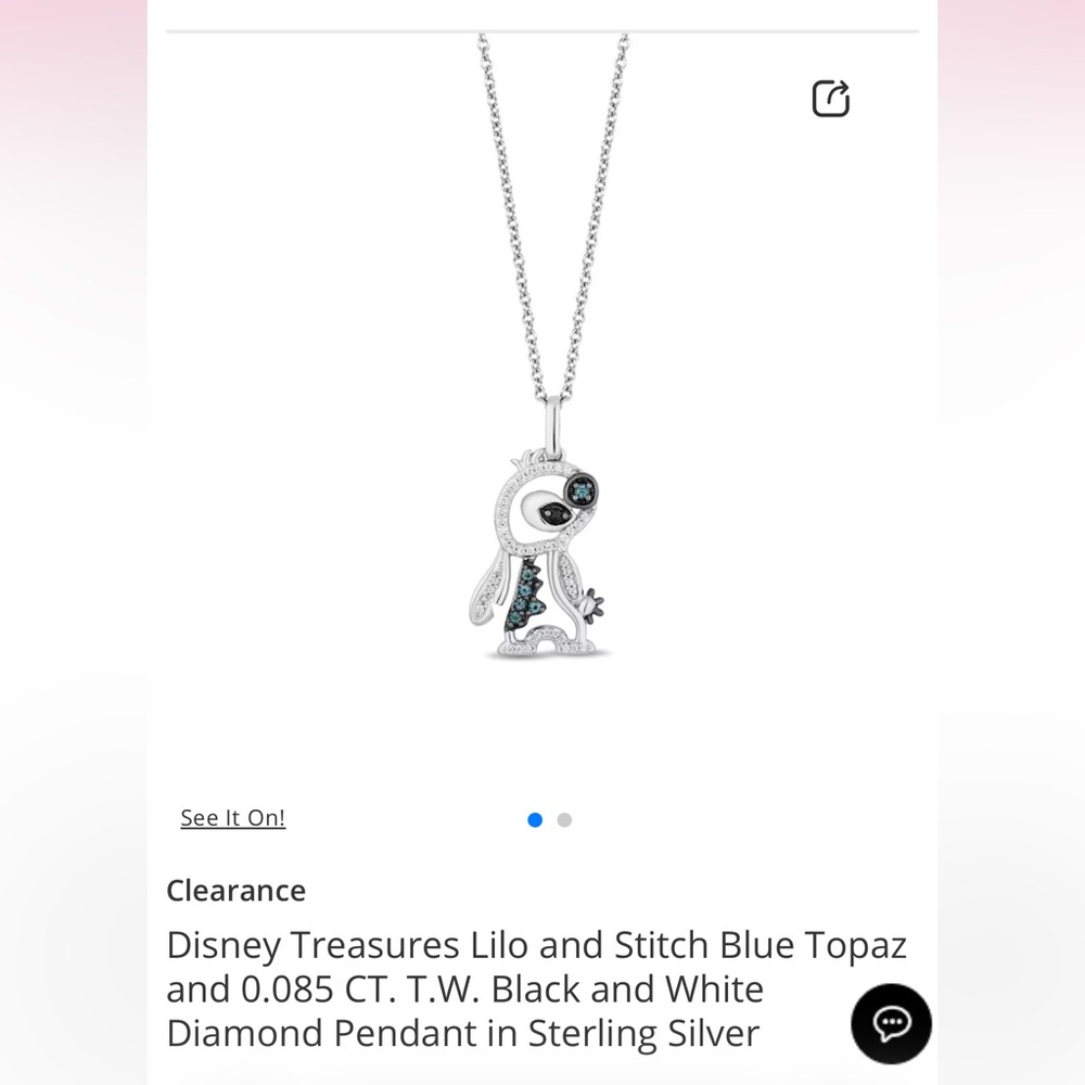 Disney Stitch Diamond Pendant Necklace- Like New. From People’s Jewellers.